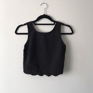 Black Scalloped Crop Top